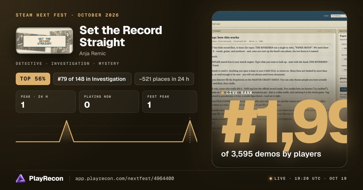 Set the Record Straight im Steam Next Fest