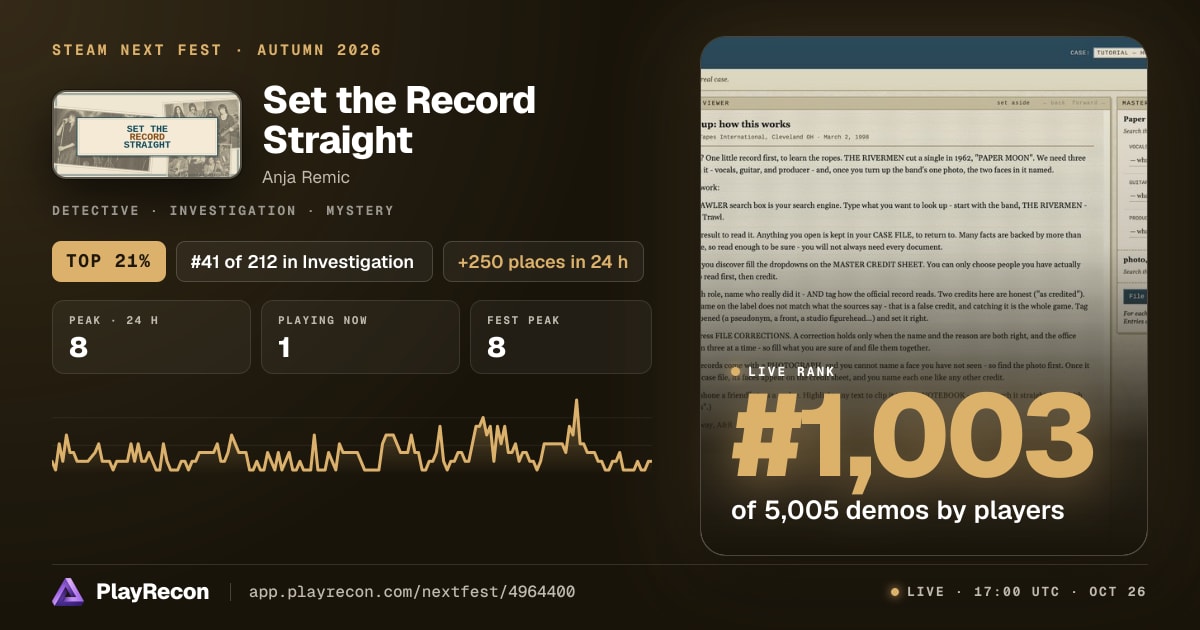 Set the Record Straight на Steam Next Fest