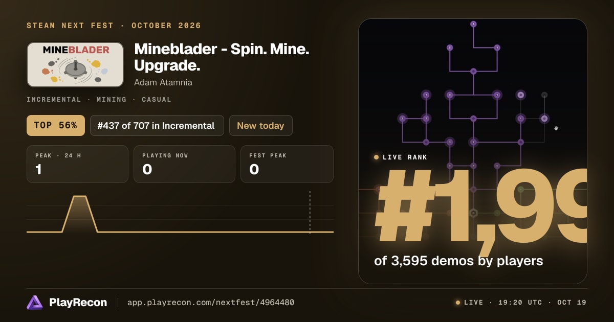 Mineblader - Spin. Mine. Upgrade. in Steam Next Fest
