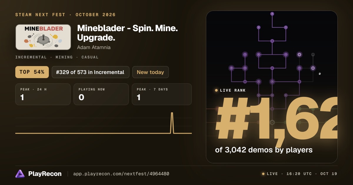 Mineblader - Spin. Mine. Upgrade. au Steam Next Fest