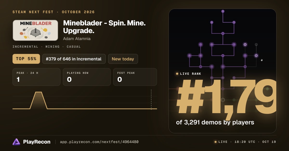 Mineblader - Spin. Mine. Upgrade. im Steam Next Fest