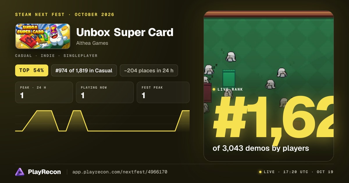 Unbox Super Card на Steam Next Fest