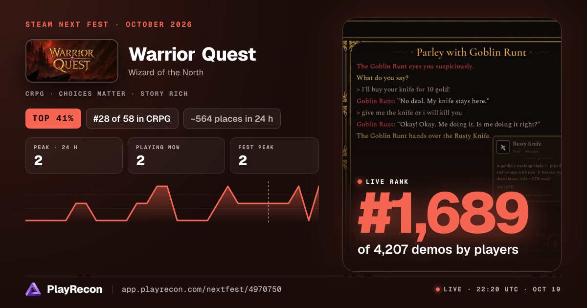 Warrior Quest en el Steam Next Fest