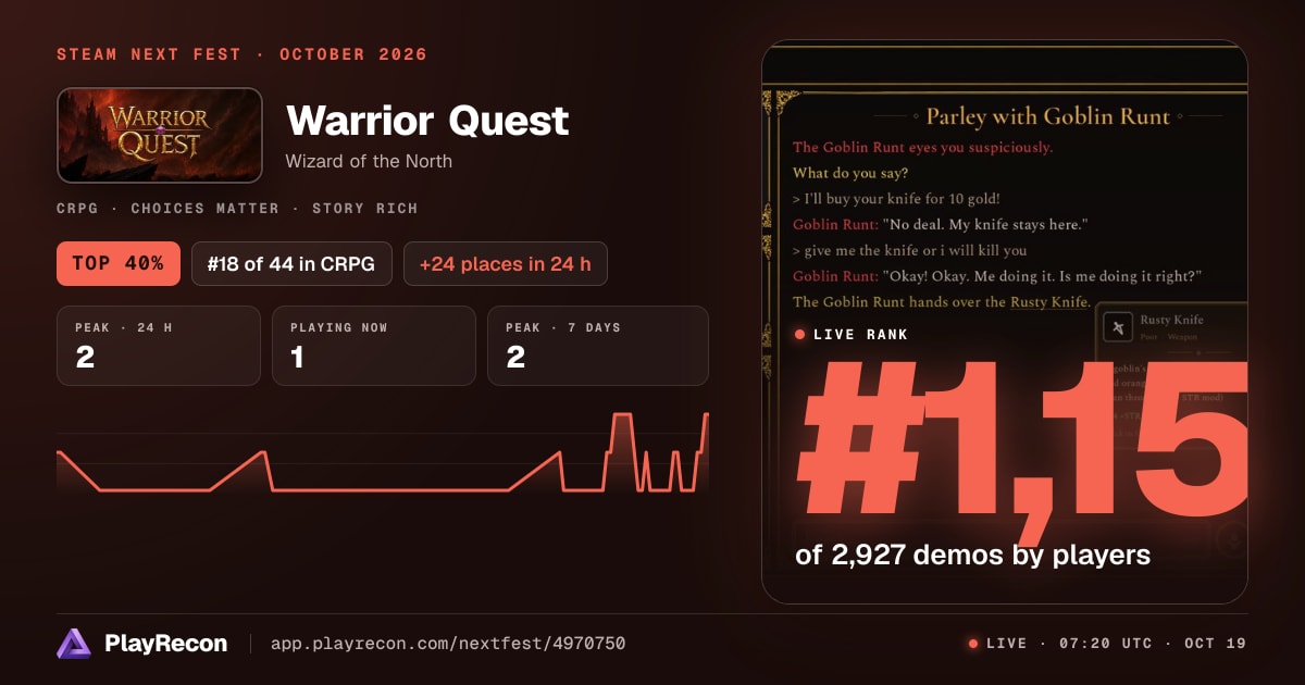 Warrior Quest im Steam Next Fest
