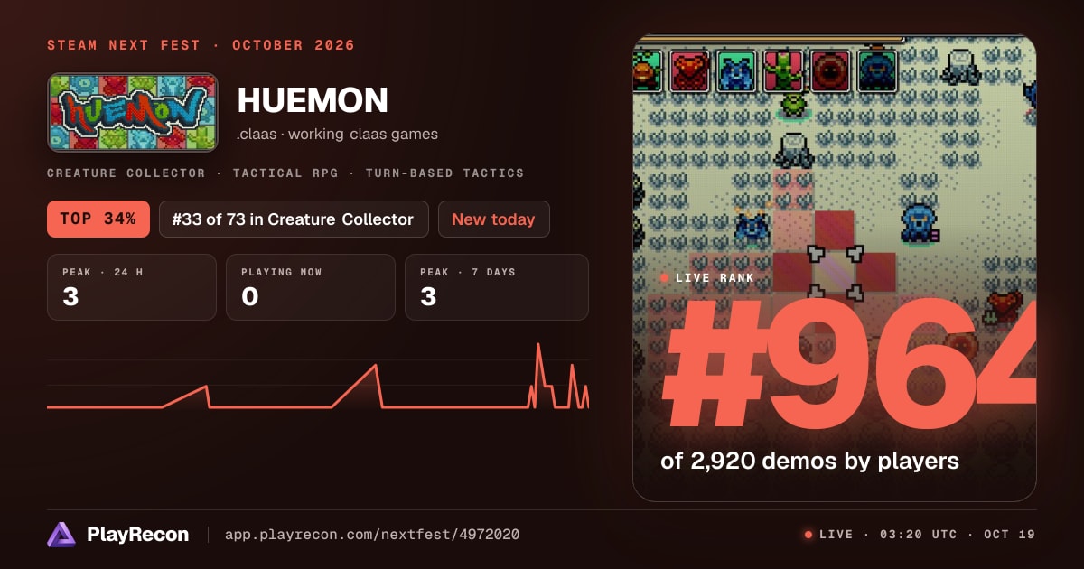 HUEMON in Steam Next Fest