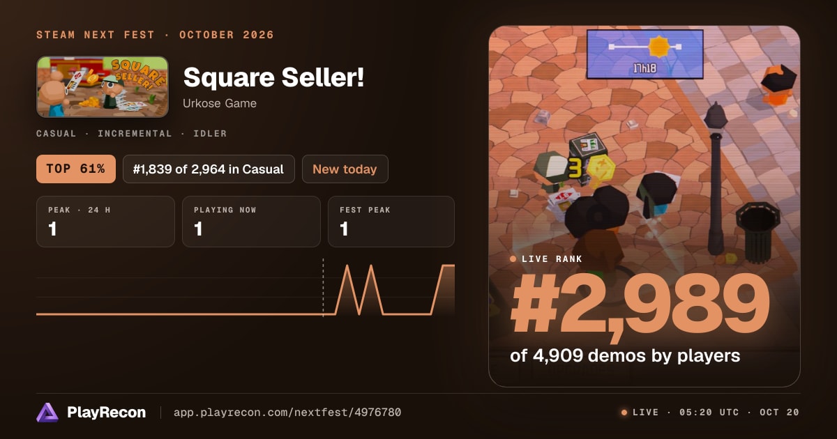 Square Seller! au Steam Next Fest