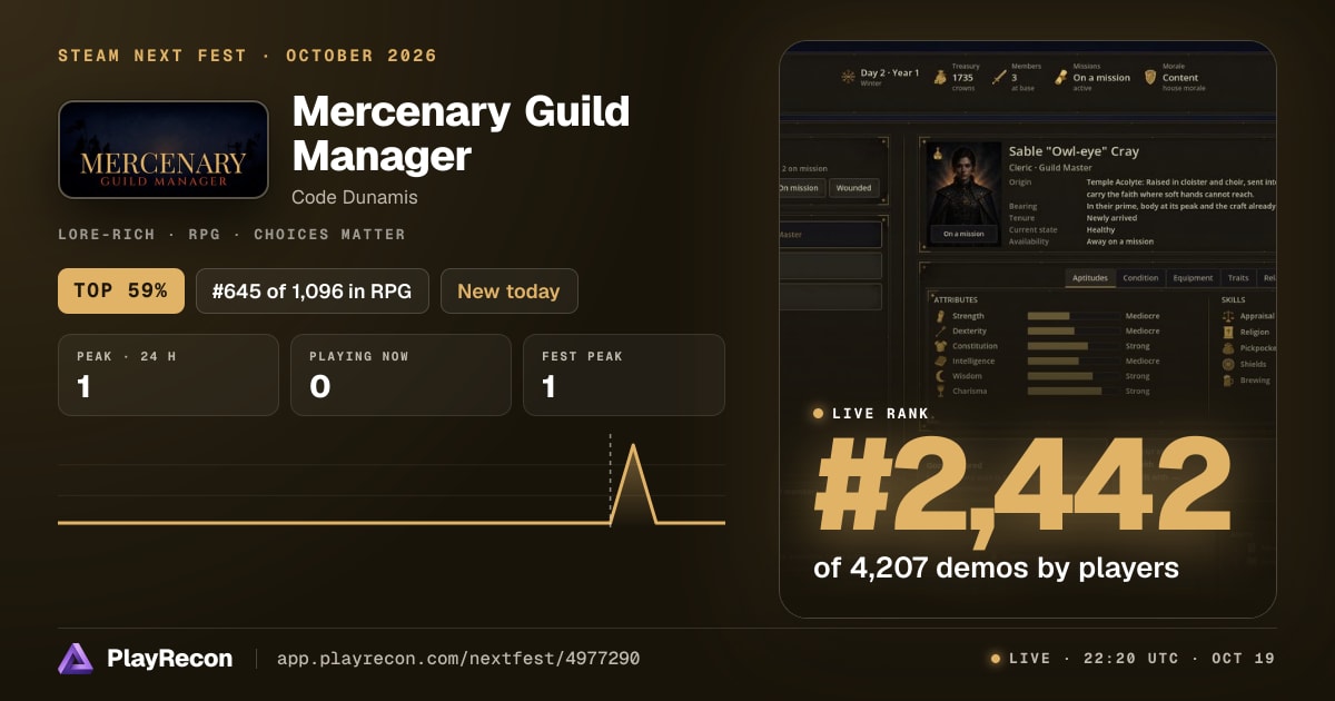 Mercenary Guild Manager allo Steam Next Fest
