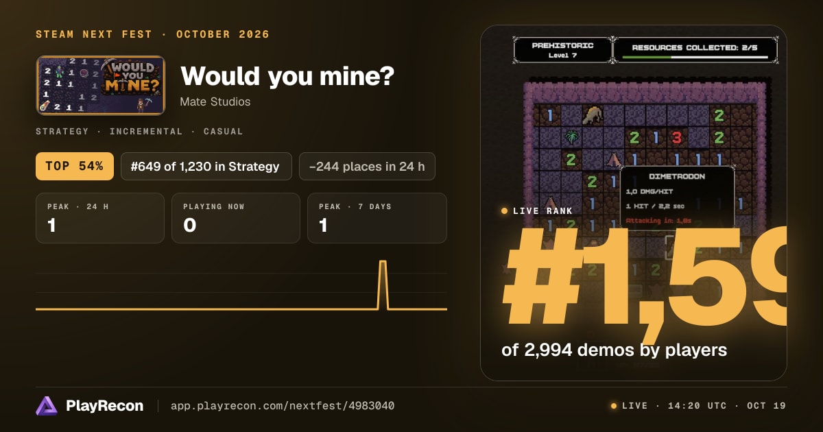 Would you mine? au Steam Next Fest