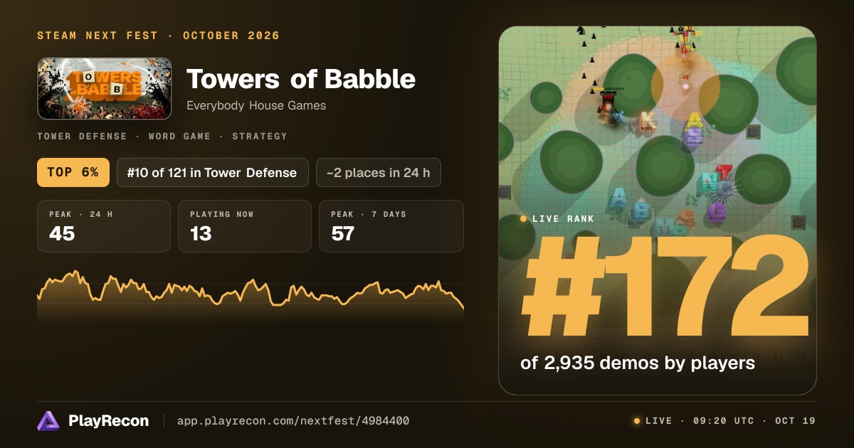 Towers of Babble in Steam Next Fest