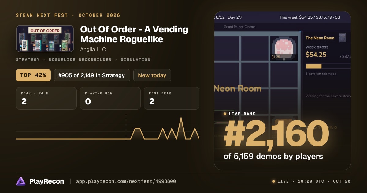Out Of Order - A Vending Machine Roguelike на Steam Next Fest