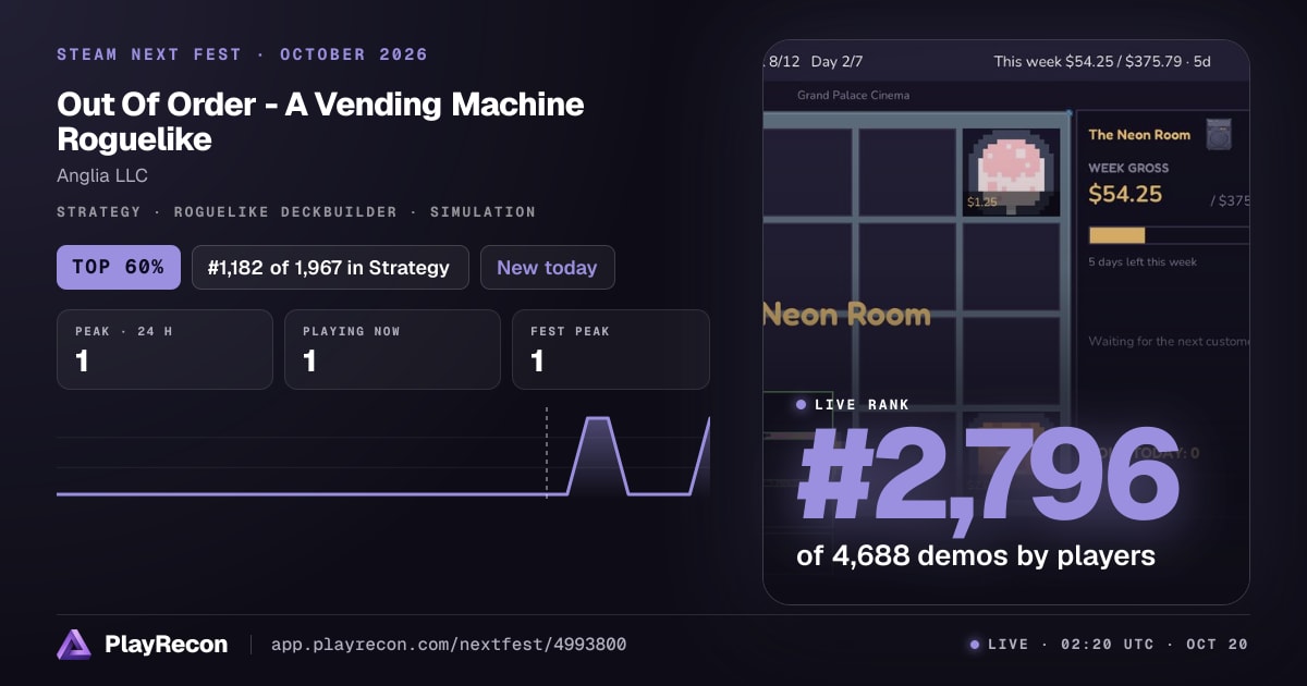Out Of Order - A Vending Machine Roguelike in Steam Next Fest