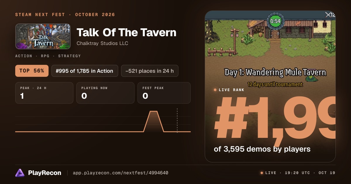 Talk Of The Tavern in Steam Next Fest