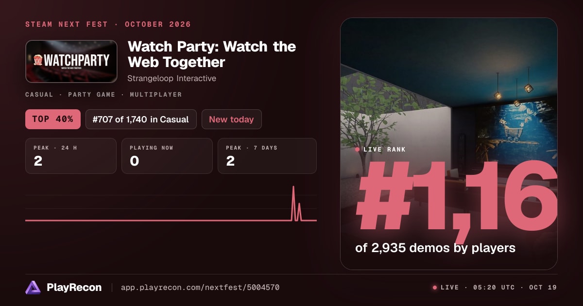 Watch Party: Watch the Web Together in Steam Next Fest