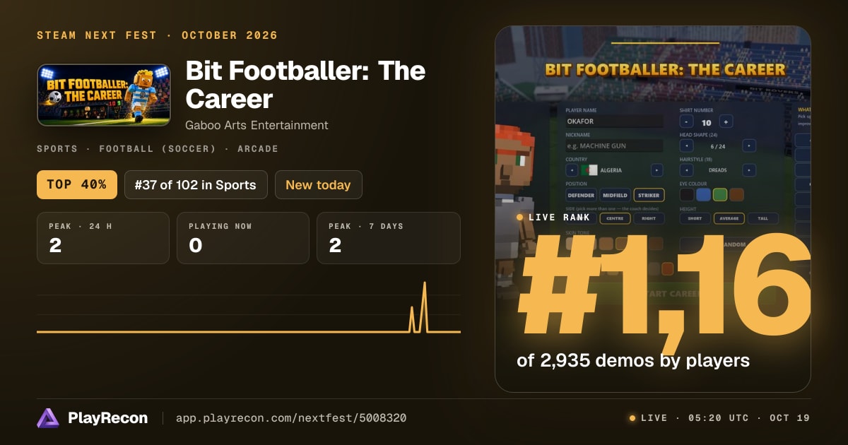 Bit Footballer: The Career in Steam Next Fest