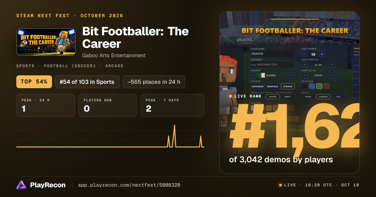 Bit Footballer: The Career allo Steam Next Fest