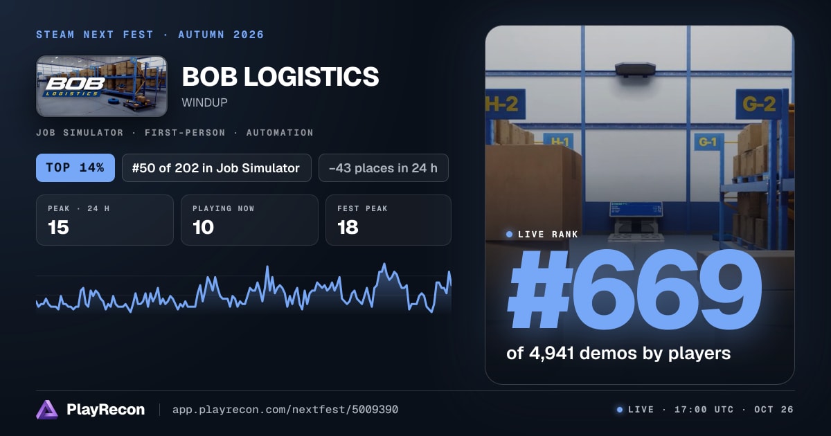 BOB LOGISTICS au Steam Next Fest
