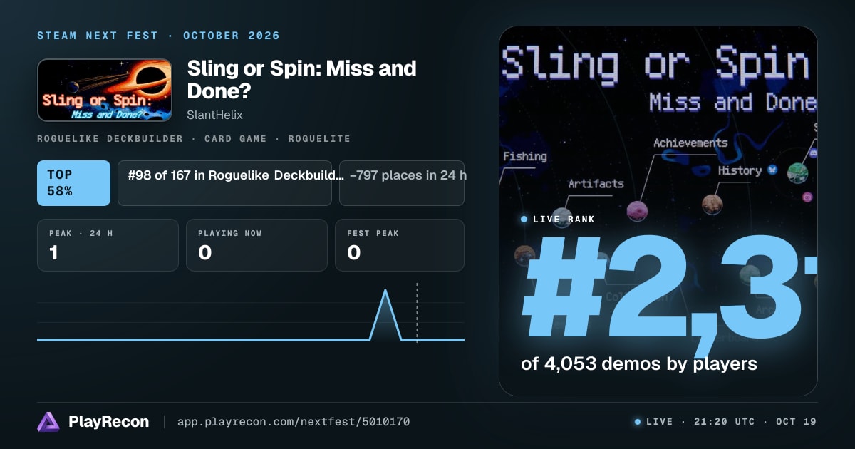 Sling or Spin: Miss and Done? in Steam Next Fest