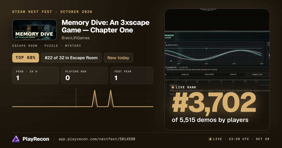 Memory Dive: An 3xscape Game — Chapter One на Steam Next Fest