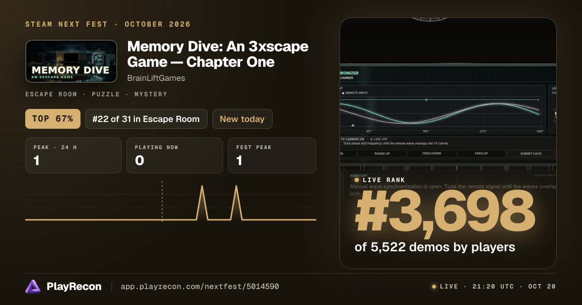 Memory Dive: An 3xscape Game — Chapter One im Steam Next Fest