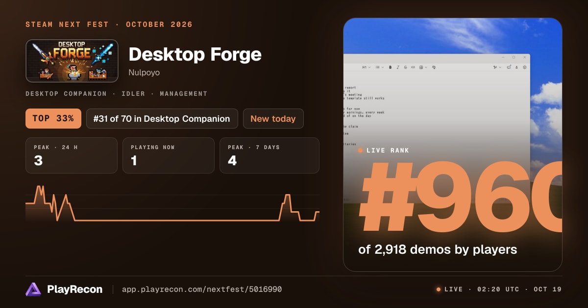 Desktop Forge in Steam Next Fest