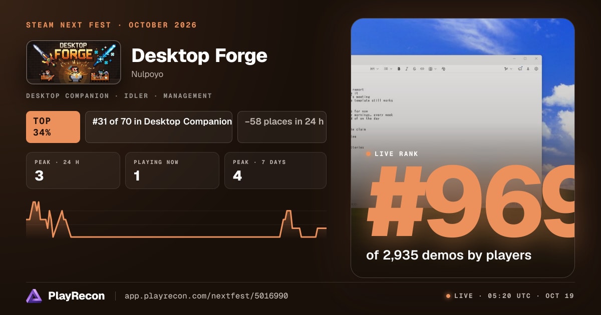 Desktop Forge en el Steam Next Fest