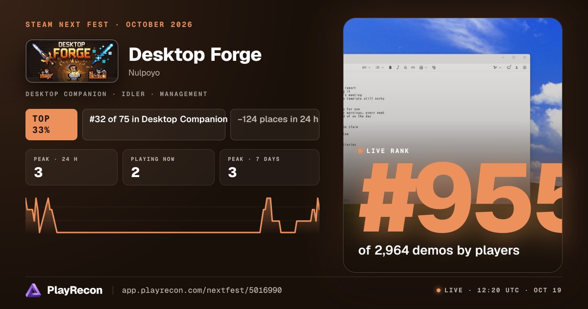 Desktop Forge au Steam Next Fest