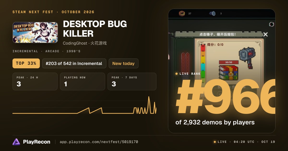 DESKTOP BUG KILLER in Steam Next Fest
