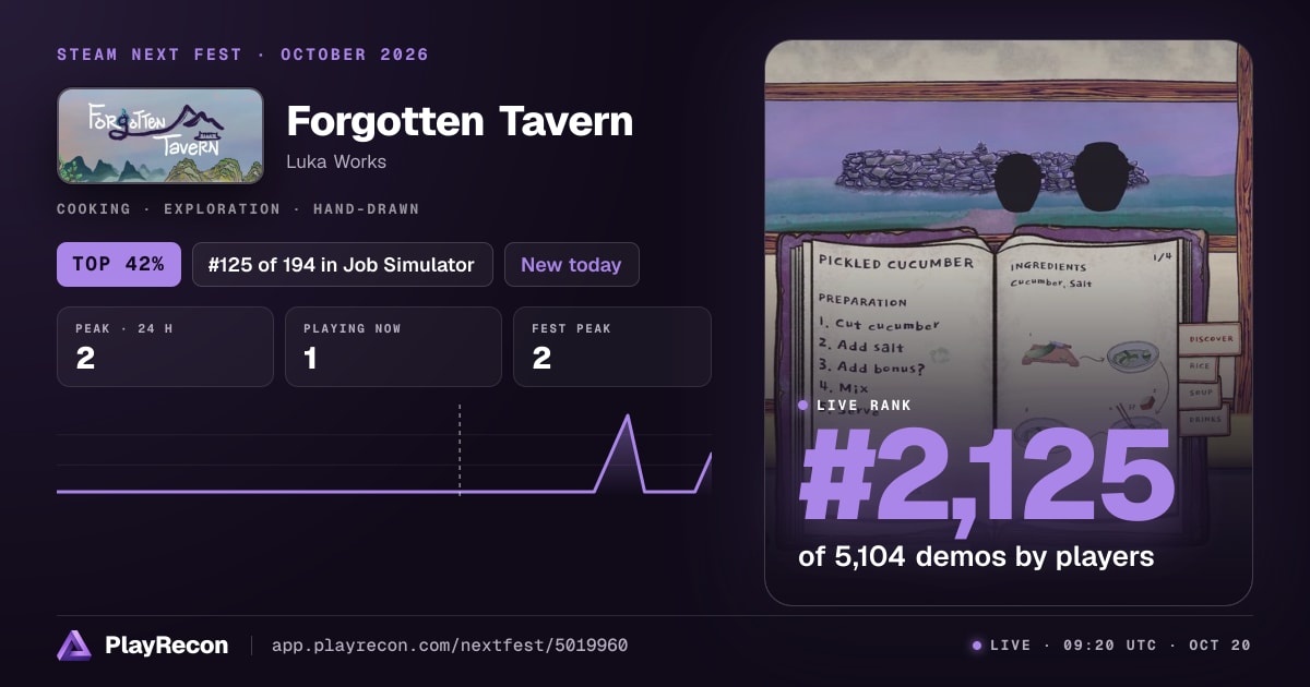 Forgotten Tavern in Steam Next Fest