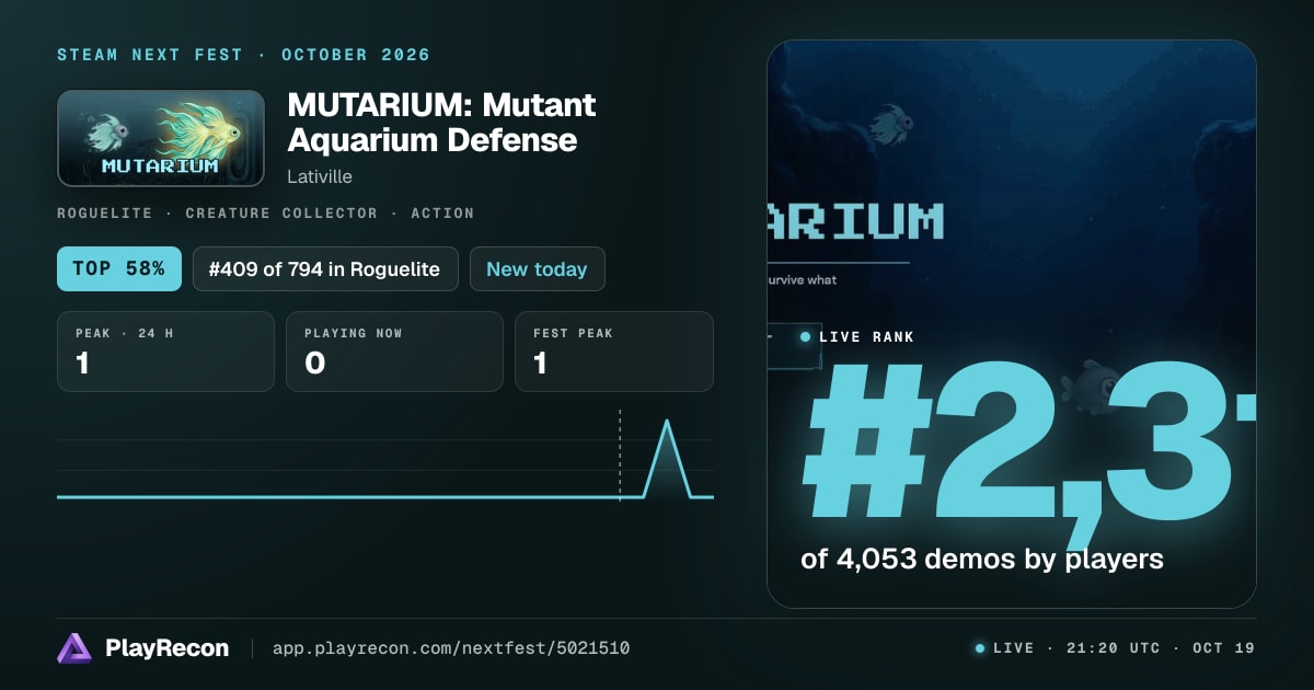 MUTARIUM: Mutant Aquarium Defense in Steam Next Fest