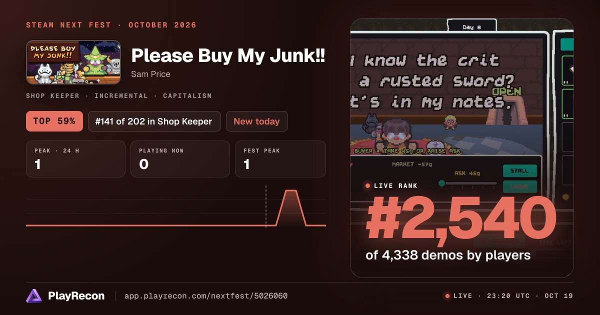 Please Buy My Junk!! in Steam Next Fest