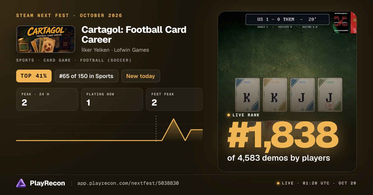 Cartagol: Football Card Career in Steam Next Fest
