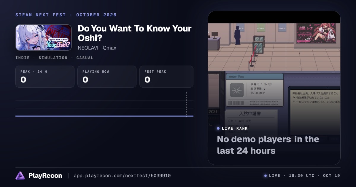 Do You Want To Know Your Oshi? au Steam Next Fest