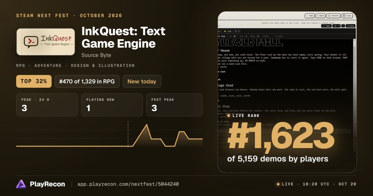 InkQuest: Text Game Engine im Steam Next Fest