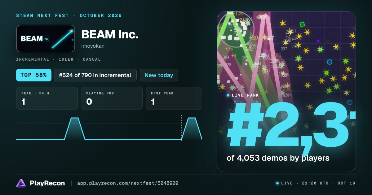 BEAM Inc. allo Steam Next Fest