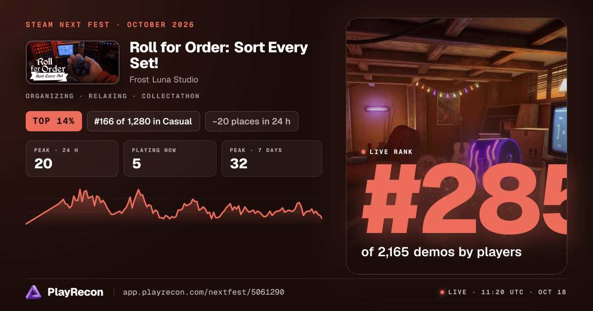 Roll for Order: Sort Every Set! en el Steam Next Fest