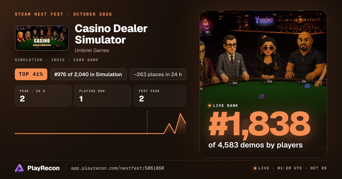 Casino Dealer Simulator allo Steam Next Fest