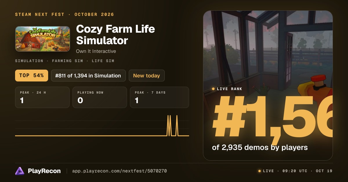 Cozy Farm Life Simulator au Steam Next Fest