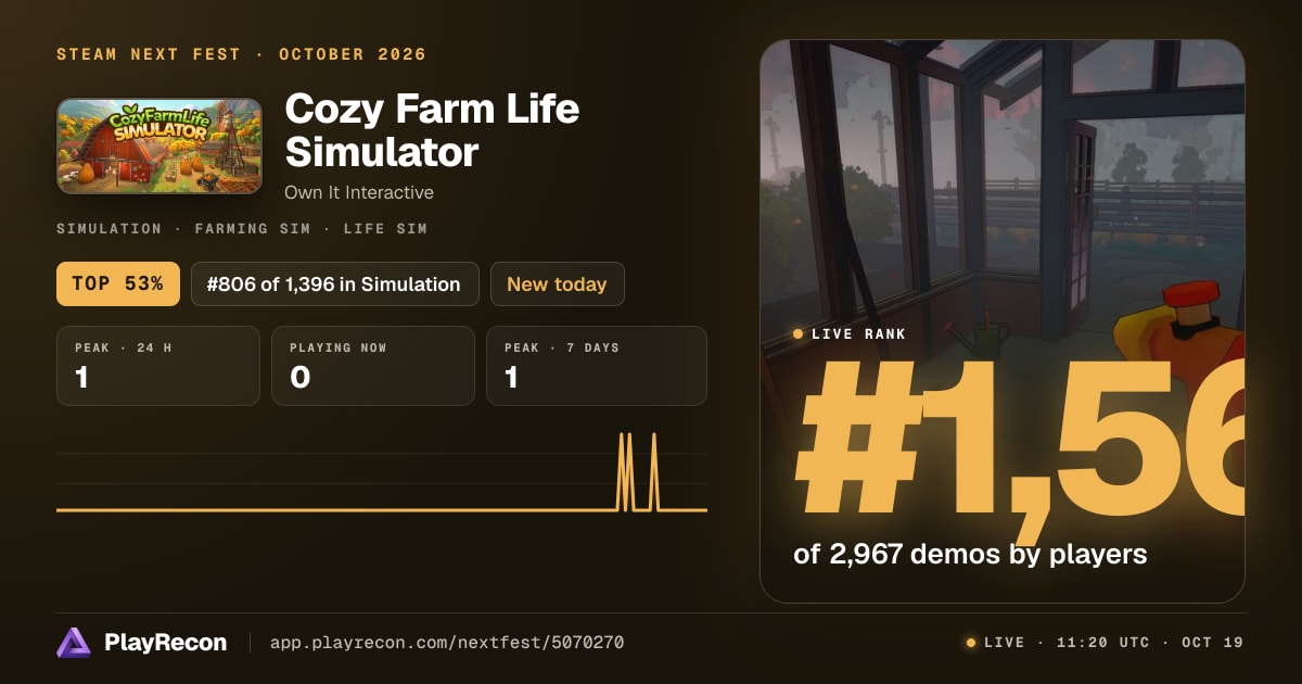 Cozy Farm Life Simulator in Steam Next Fest