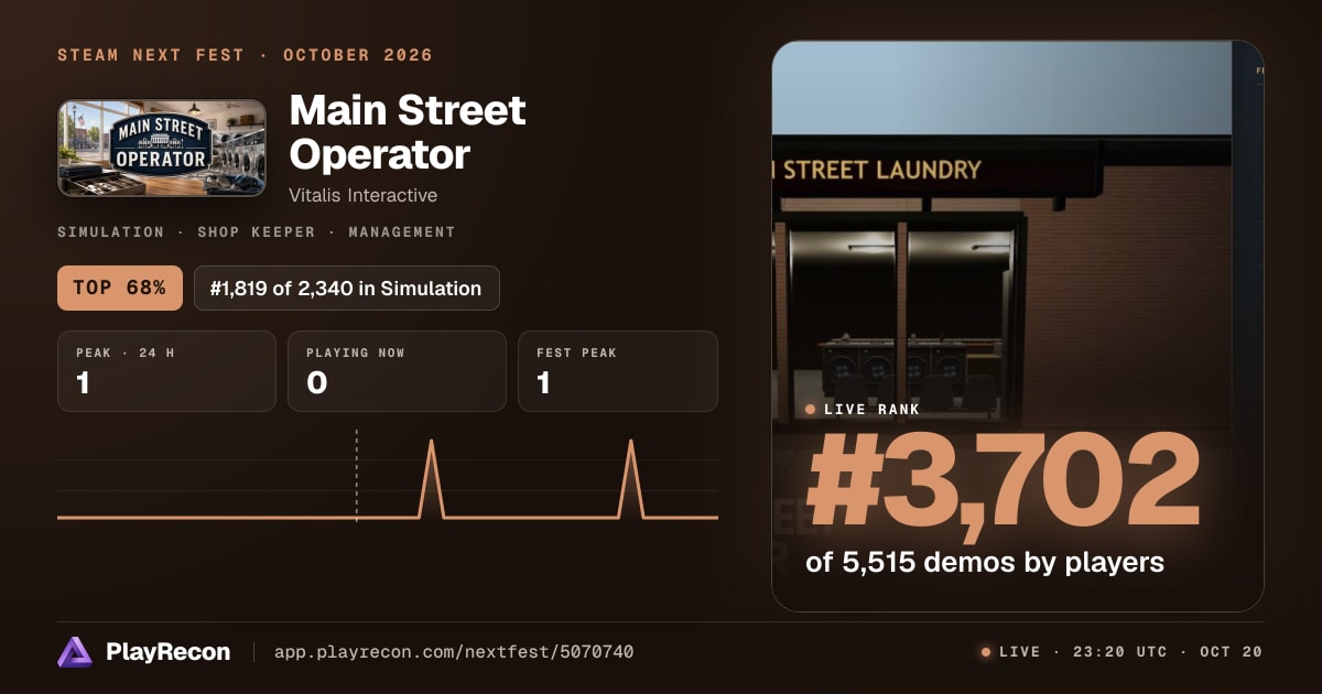 Main Street Operator allo Steam Next Fest