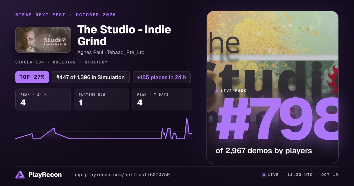 The Studio - Indie Grind in Steam Next Fest