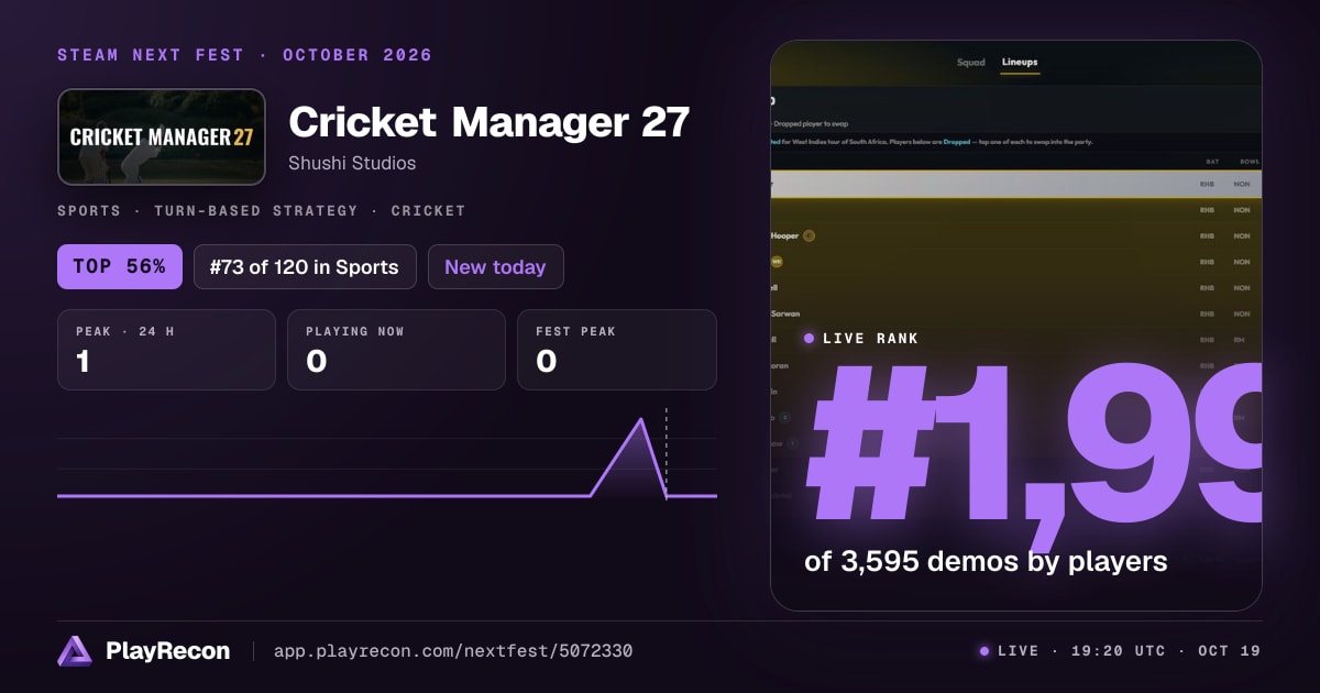Cricket Manager 27 in Steam Next Fest