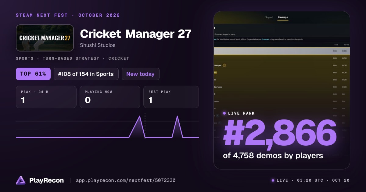 Cricket Manager 27 im Steam Next Fest