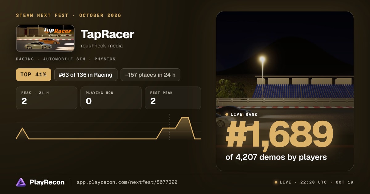 TapRacer in Steam Next Fest