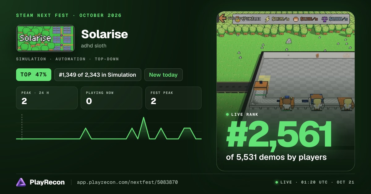 Solarise im Steam Next Fest