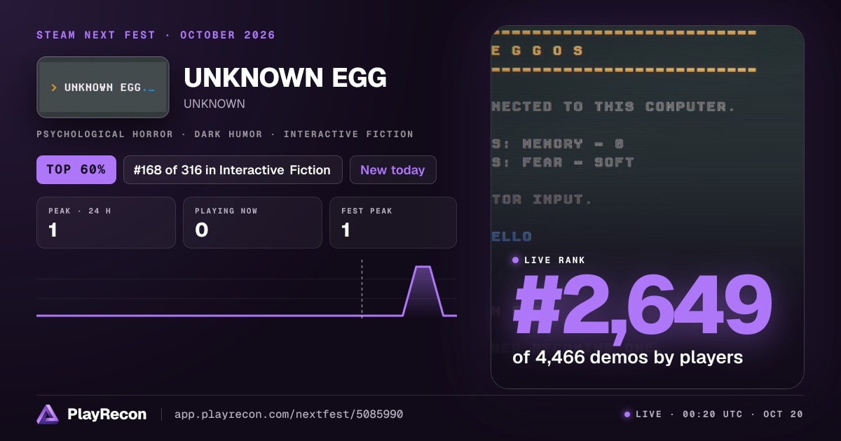 UNKNOWN EGG im Steam Next Fest