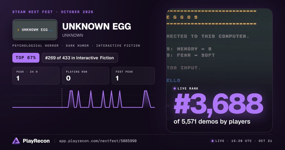 UNKNOWN EGG allo Steam Next Fest