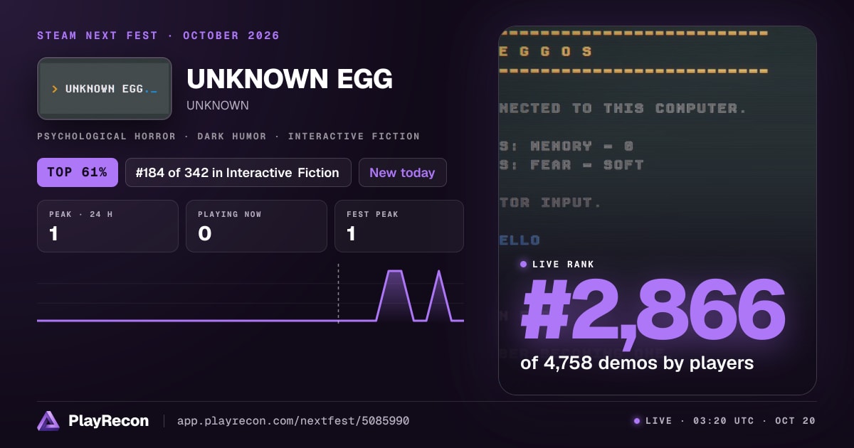 UNKNOWN EGG in Steam Next Fest