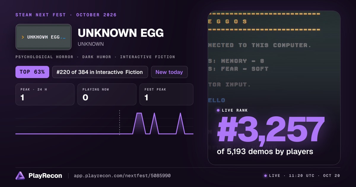 UNKNOWN EGG au Steam Next Fest