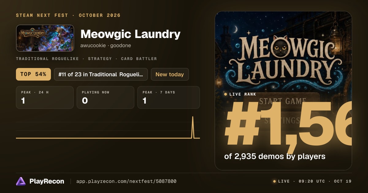 Meowgic Laundry in Steam Next Fest