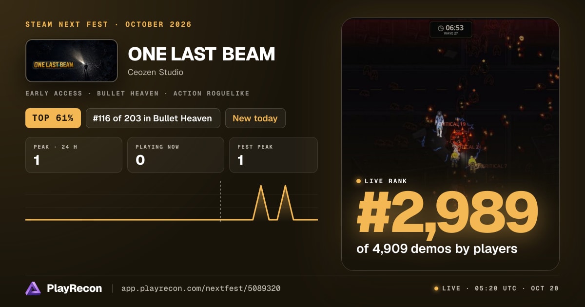 ONE LAST BEAM in Steam Next Fest